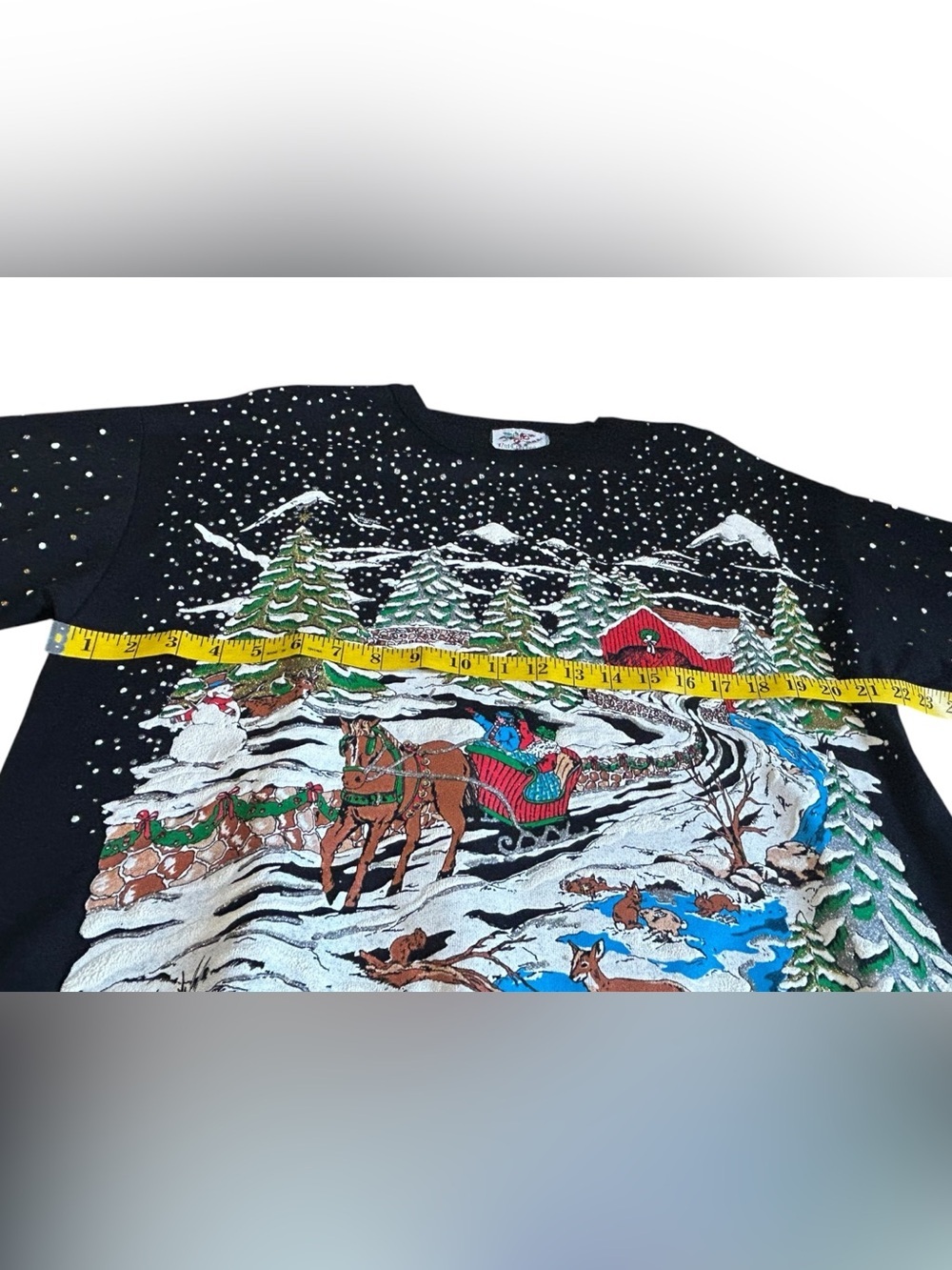 Vintage Nutcracker Winter Scene Christmas Sweater Black XL Cottagecore - Picture 6 of 11